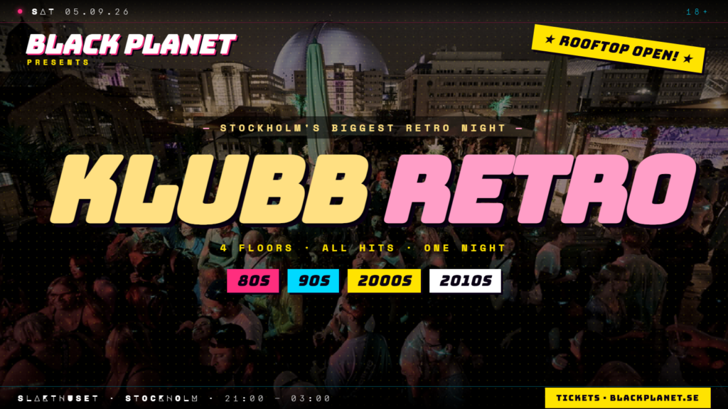 Klubb Retro, 4 floors of 80s 90s 2000s 2010s, September 5 at Slakthuset