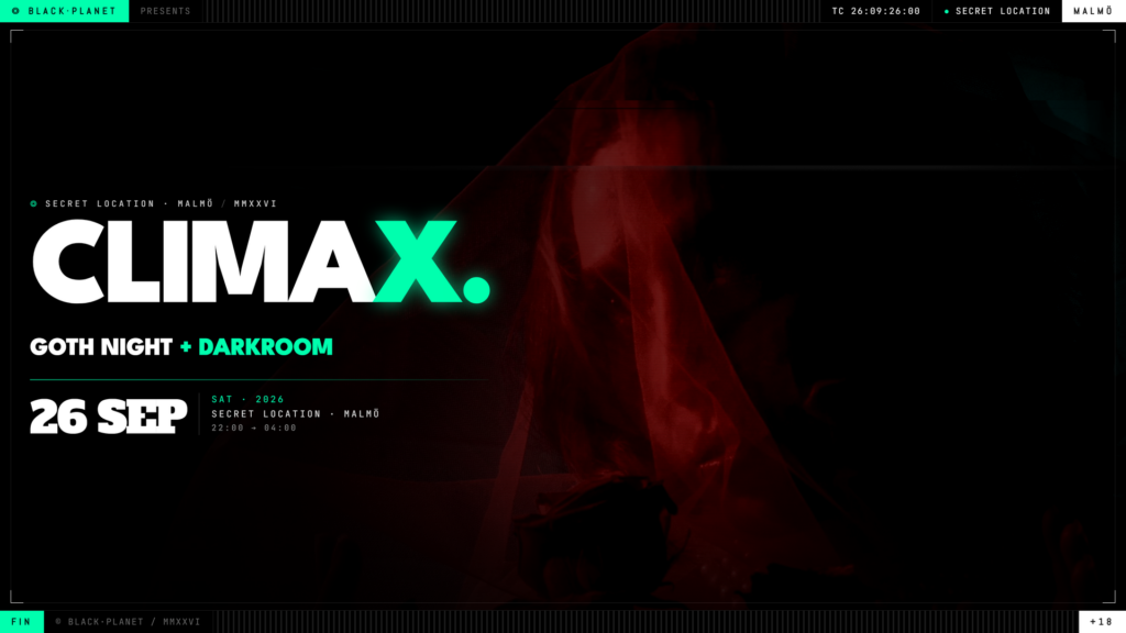 Climax Club Malmö, goth night with darkroom, secret location, September 26